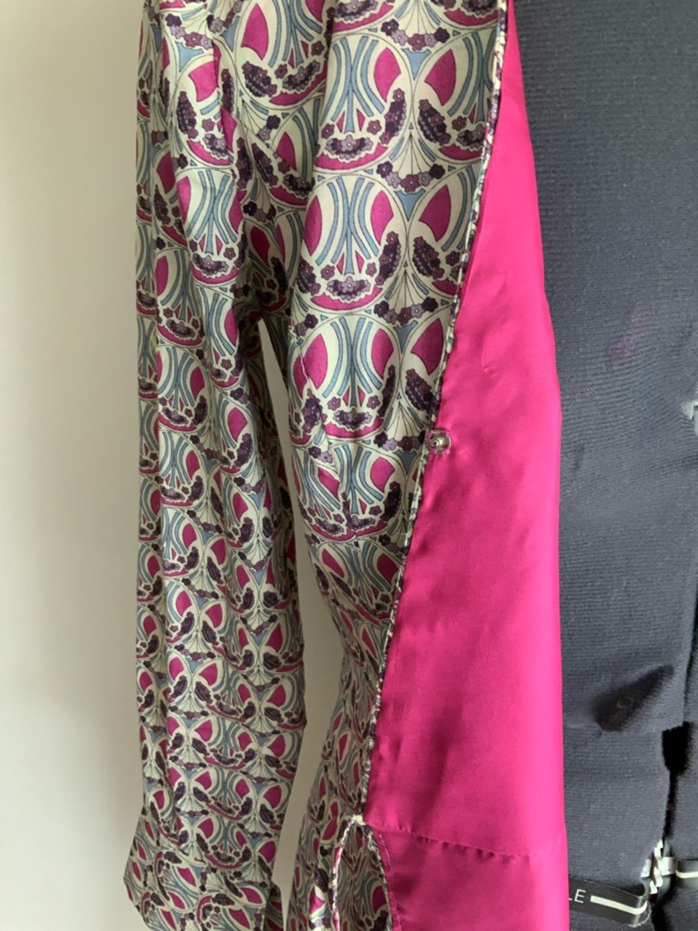 Liberty Print Wrap-Style Long Sleeve Dress in Pink and Cream - Picture 6 of 7